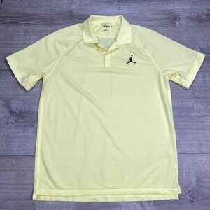 Jordan Golf Polo Shirt Mens Medium Yellow Dri-Fit Nike Performance Athletic